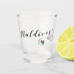 Maldives Flag Heart, Maldivian Shot Glass