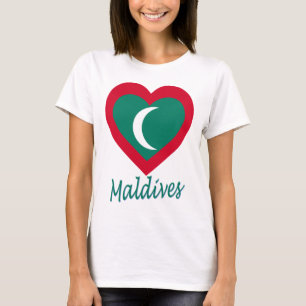 Maldives Flag Heart T-Shirt
