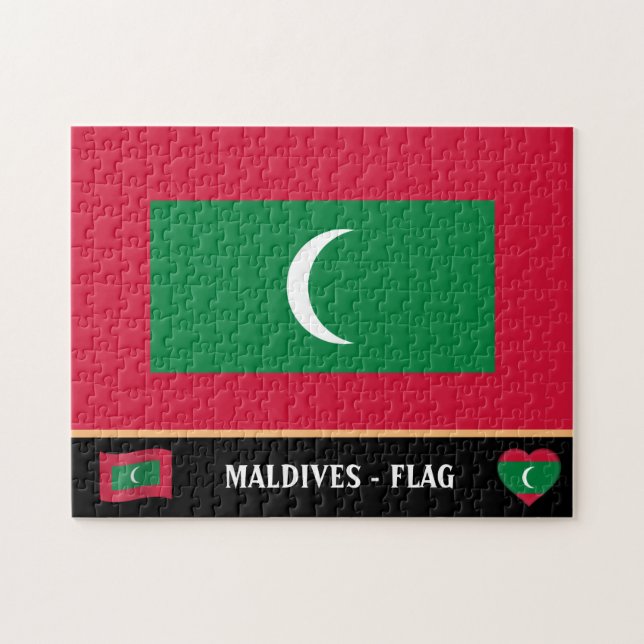 Maldives Flag & Maldives country / Maldives Jigsaw Puzzle (Horizontal)