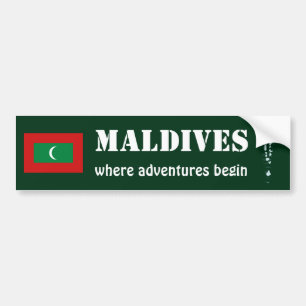 Maldives Flag + Map Bumper Sticker