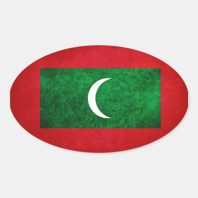 Maldives Flag Oval Sticker (Front)