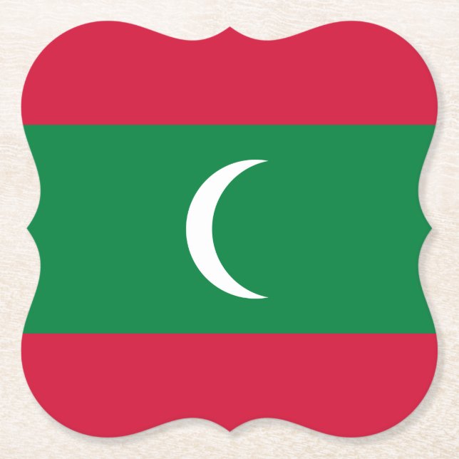 Maldives Flag Paper Coaster (Front)