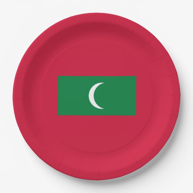 Maldives Flag (Republic of Maldives) Paper Plate (Front)