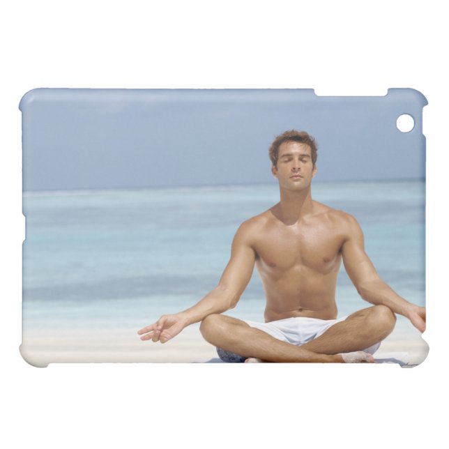 Maldives, Handsome young man meditating in a iPad Mini Case (Back Horizontal)