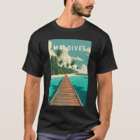 Maldives Illustration Travel Art Vintage