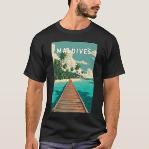 Maldives Illustration Travel Art Vintage T-Shirt