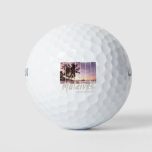 Maldives Indian Ocean vintage sunset souvenir Golf Balls