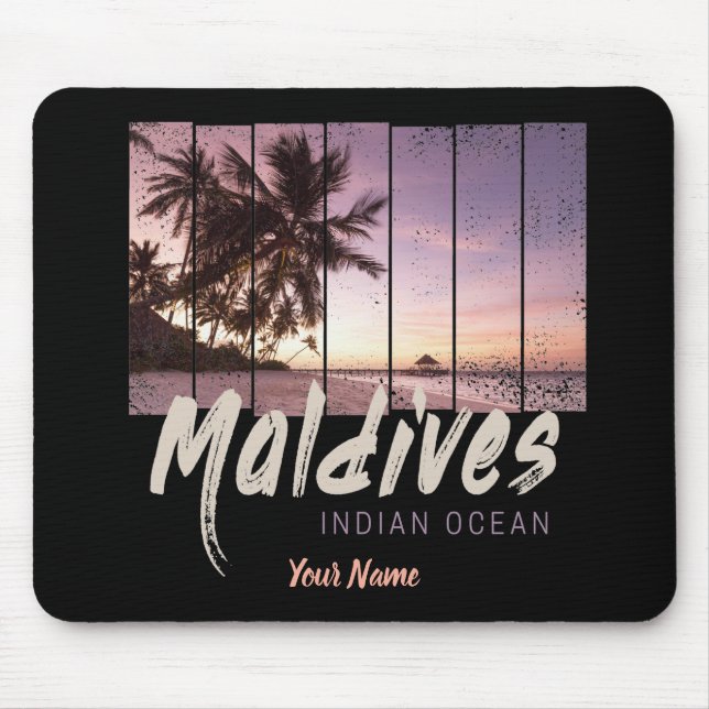 Maldives Indian Ocean vintage sunset souvenir Mouse Mat (Front)