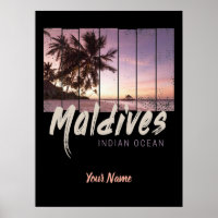 Maldives Indian Ocean vintage sunset souvenir