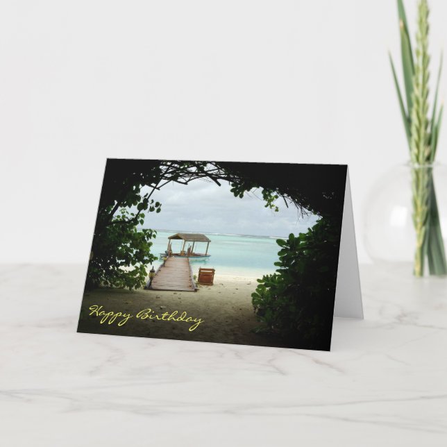 Maldives Island Boat Birthday Card (Front)