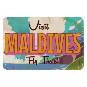 Maldives island vintage travel poster art. magnet