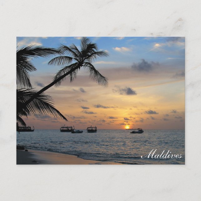 Maldives - Kandoludu island at sunset postcard (Front)