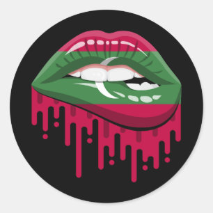 Maldives lips pride root flag classic round sticker
