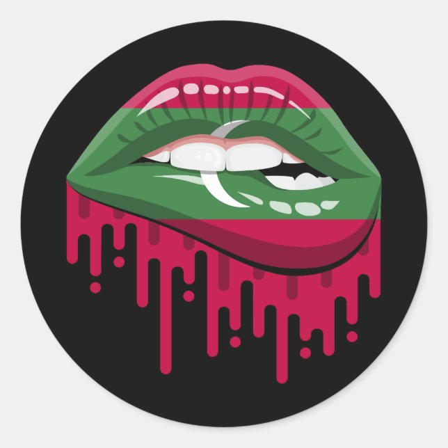 Maldives lips pride root flag classic round sticker (Front)