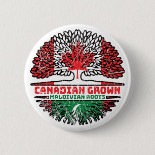Maldives Maldivian Canadian Canada Tree Roots Flag 6 Cm Round Badge