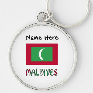 Maldives Maldivian Flag Black Personalisation  Key Ring