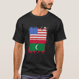 Maldives Maldivian Flag USA America Heart Maldivia T-Shirt