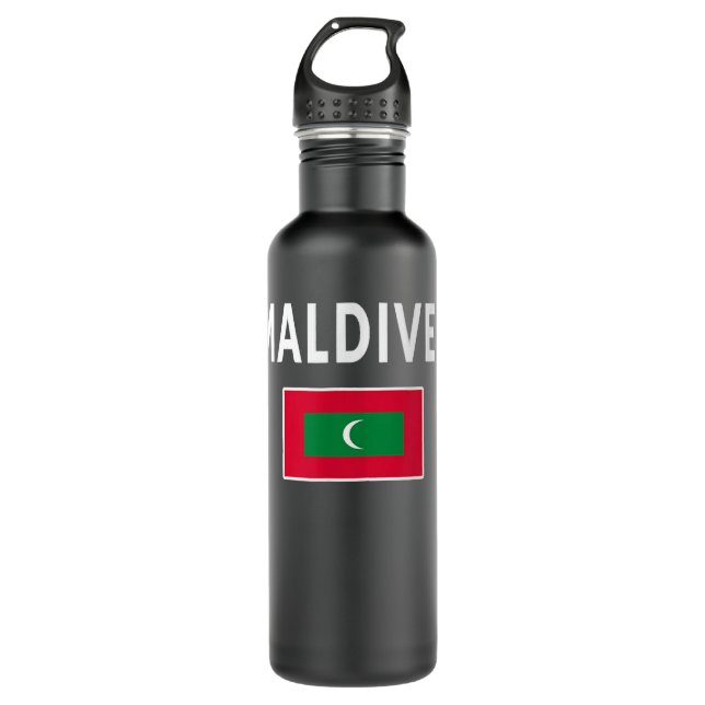 Maldives Maldivian Tee Flag souvenir Gift Male 710 Ml Water Bottle (Front)