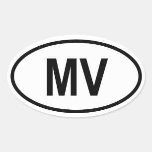 Maldives "MV" Oval Sticker