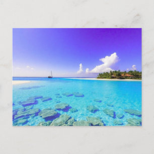 Maldives Ocean Sunset Postcard