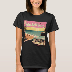 Maldives Retro Beach Vacation Souvenir Maldives Su T-Shirt