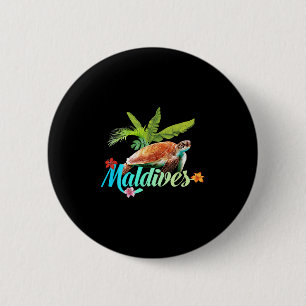 Maldives Sea Turtle Hibiscus Island Gift Beach Sou 6 Cm Round Badge