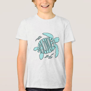 Maldives Sea Turtle - Tropical Blue Typography Tri-Blend Shirt
