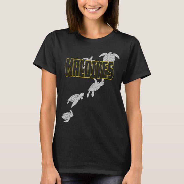 Maldives Sea Turtles, Scuba Diving with Turtles T-Shirt (Front)