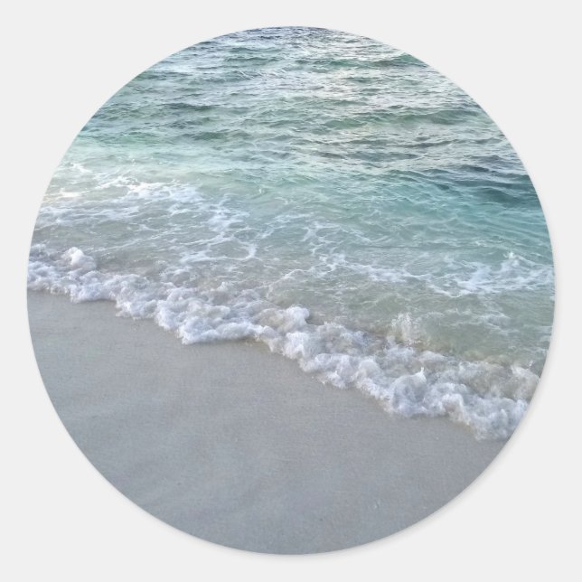 Maldives Sea Waves Sand Blank Template Nature Classic Round Sticker (Front)