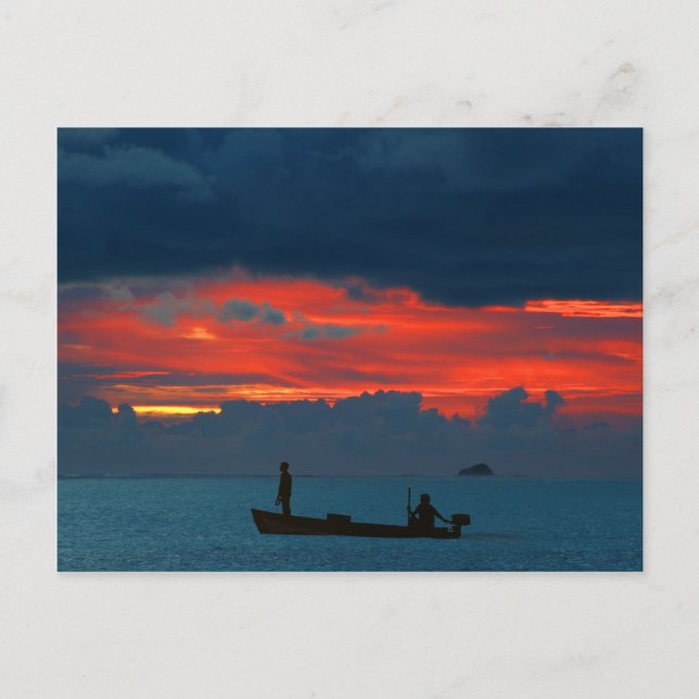 Maldives Sun Island Gorgeous Sunset And Boat Postcard (Front)