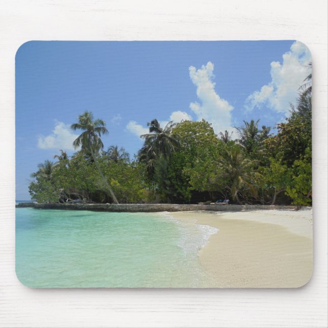 Maldives Template Blue Sea Sky White Clouds Sand Mouse Mat (Front)