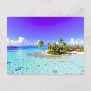 Maldives Tropical Ocean Sunset Postcard