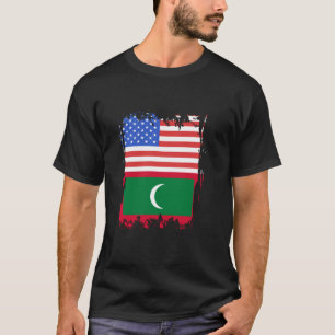 Maldives USA America Heart Maldivian Roots Maldivi T-Shirt