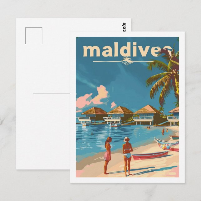 Maldives Vintage Famous Travel Place Postcard (Front/Back)