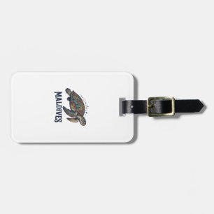 Maldives Vintage Sea Turtle Travel Shirt Design_1 Luggage Tag