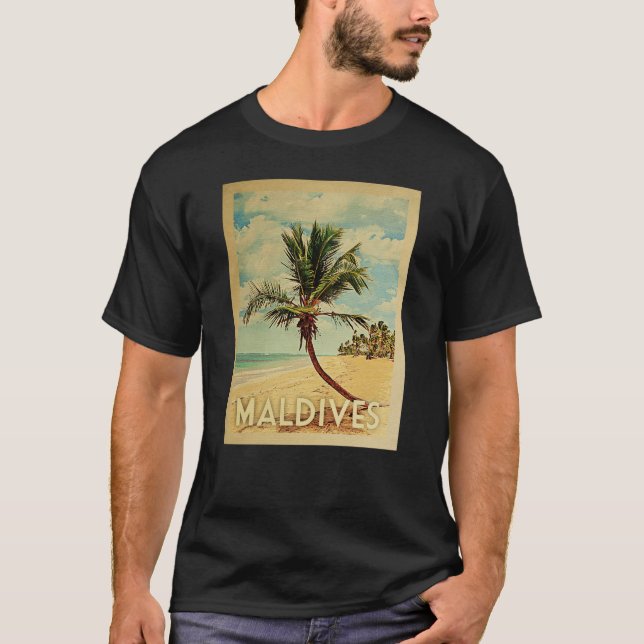 Maldives Vintage Travel T-shirt - Beach (Front)