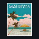 Maldives Vintage Tropical Beach Ocean Travel  Postcard<br><div class="desc">vintage,  retro,  travel,  modern,  watercolor,  classic,  Maldives,  Tropical Beach Ocean,  island,  caribbean, </div>