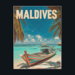 Maldives Vintage Tropical Beach - Ocean Travel Postcard<br><div class="desc">Escape to paradise with this Maldives Vintage Tropical Beach Poster! Featuring a serene ocean scene, palm trees, and golden sands, this vintage-inspired wall art is perfect for beach lovers, travel enthusiasts, or anyone dreaming of a tropical getaway. Ideal for living rooms, bedrooms, or offices, it adds a calming, wanderlust-inspired touch...</div>