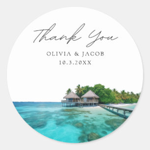 Maldives Wedding Favour Photo Thank You Classic Round Sticker