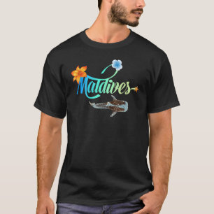 Maldives Whale Shark Hibiscus Palms Beach Souvenir T-Shirt