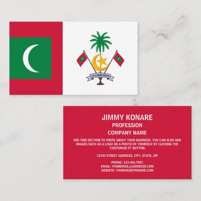 Maldivian Flag & Emblem, Flag of Maldives Business Card (Front/Back)