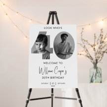 Male 40th Welcome Sign, Look Who's 40 Welcome Sign