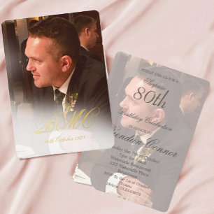 Male 80th Birthday Photo Elegant 