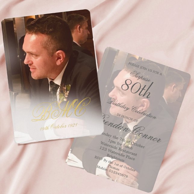 Male 80th Birthday Photo Elegant  (Creator Uploaded)