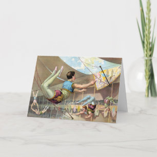 Male Acrobats Performing At A Circus Card