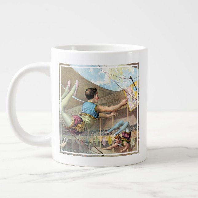 Male Acrobats Performing At A Circus Large Coffee Mug (Left)