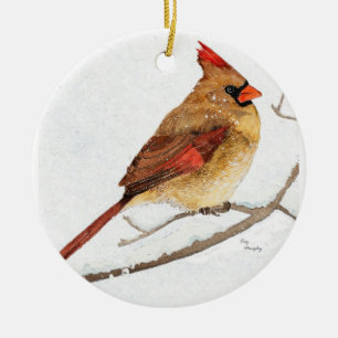 Male and Female cardinal Ceramic Tree Decoration