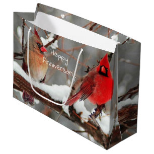male and female cardinals anniversary large gift bag