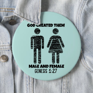 MALE AND FEMALE GENESIS CHRISTIAN BUTTONS