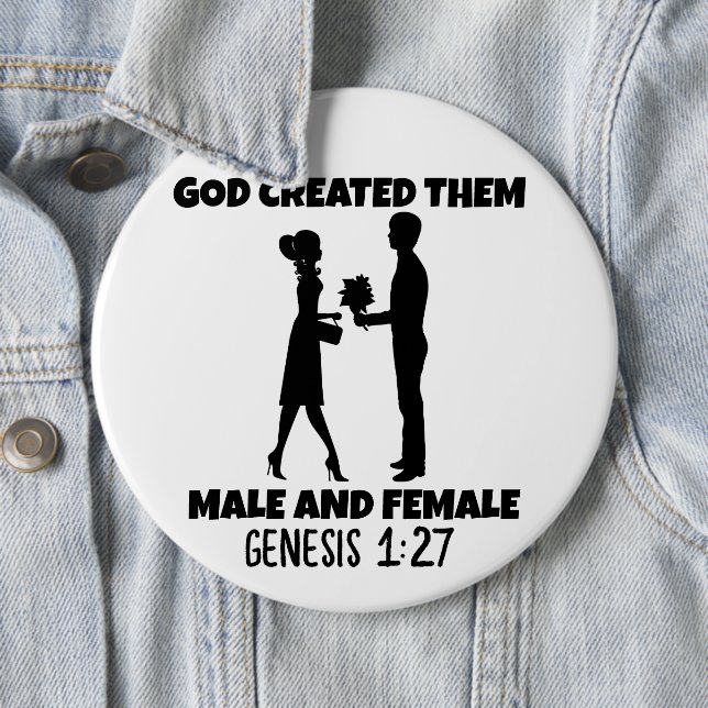 MALE AND FEMALE GENESIS CHRISTIAN GIANT BUTTONS (In Situ)